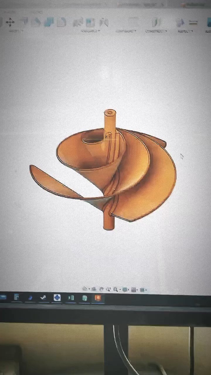 Archimedes blade designed in CAD and 3D printed