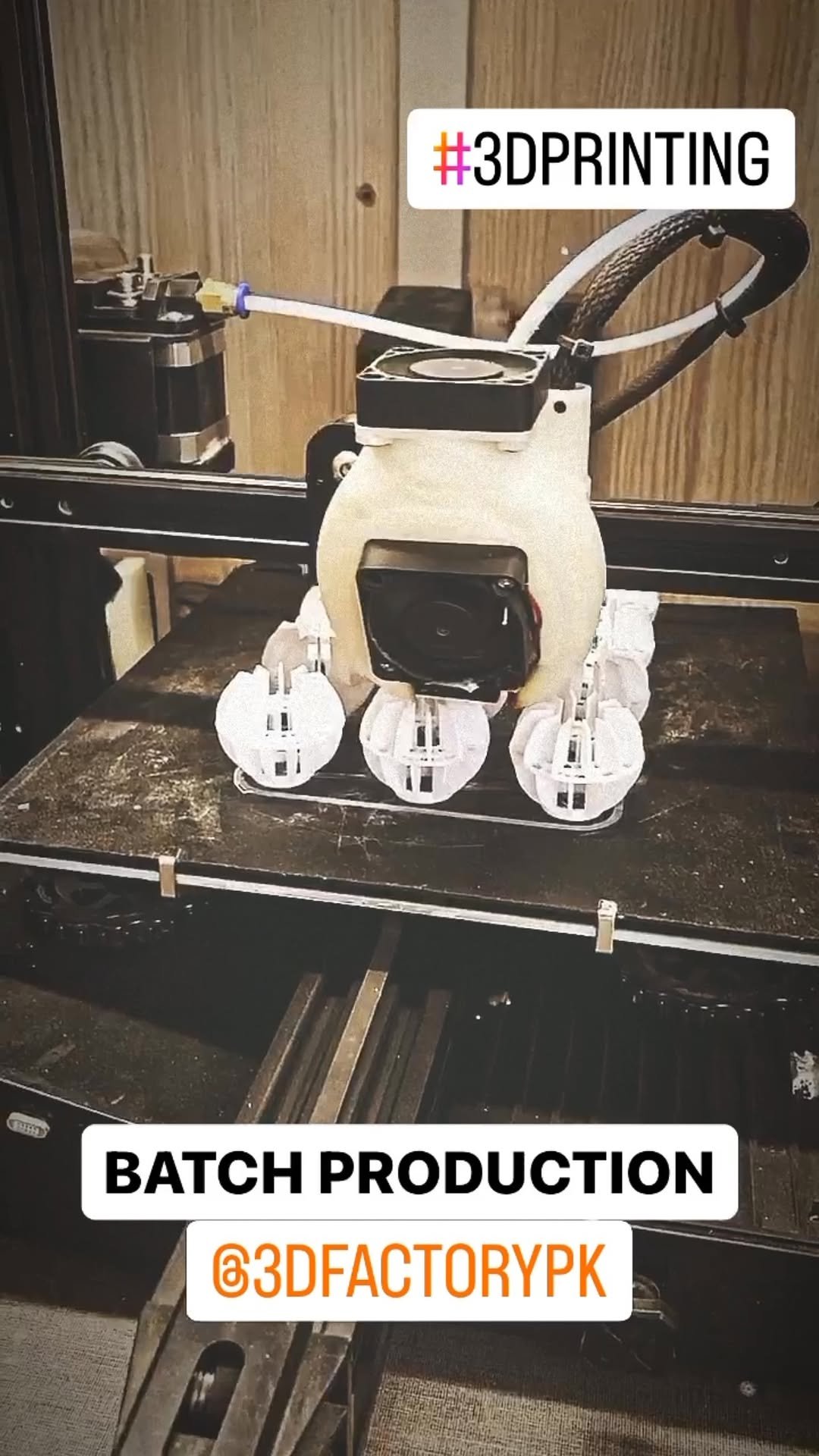 A 3D Factory printer running a batch of parts